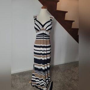 Motherhood Maternity Maxi Dress Striped Sleeveless Size M‎ New